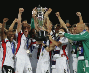 The New England Revolution captured the club’s first-ever US Open Cup championship (and the first championship of any kind) with a 3-2 win over FC Dallas at Pizza Hut Park, a stadium where they had lost the last two MLS Cup championship games. Photo: Rick Yeatts