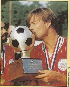 Greek American AC celebrate their 1994 US Open Cup championship. Photo: Greek American AC