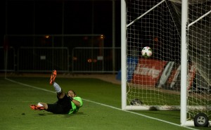 This photo shows FC Tucson's controversial missed penalty kick. The referee ruled that Eddie Sanchez missed the penalty kick. Photo: Joshua Pearson