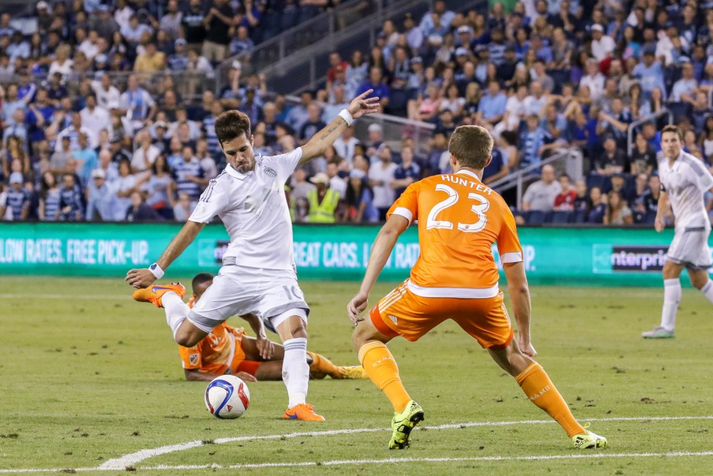 Benny Feilhaber scores the equalizing goal for Sporting KC against the Houston Dynamo in the 2015 Quarterfinals. Photo: Graham Green | Prost Amerika