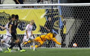 Sebastien Le Toux scores the game-winning goal for the Philadelphia Union against the Chicago Fire in the 2015 US Open Cup Semifinals. Photo: Paul Rudderow/Philly Soccer Page