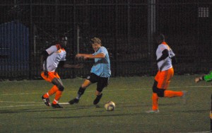 West Chester United and Salone FC battle for the ball in 2016 Lamar Hunt US Open Cup qualifying. Photo: Kari Haffelfinger