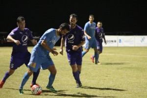 Players from Mississippi Brilla and CD Motagua of New Orleans battle for the ball in their First Round US Open Cup match. Photo: Mississippi Brilla