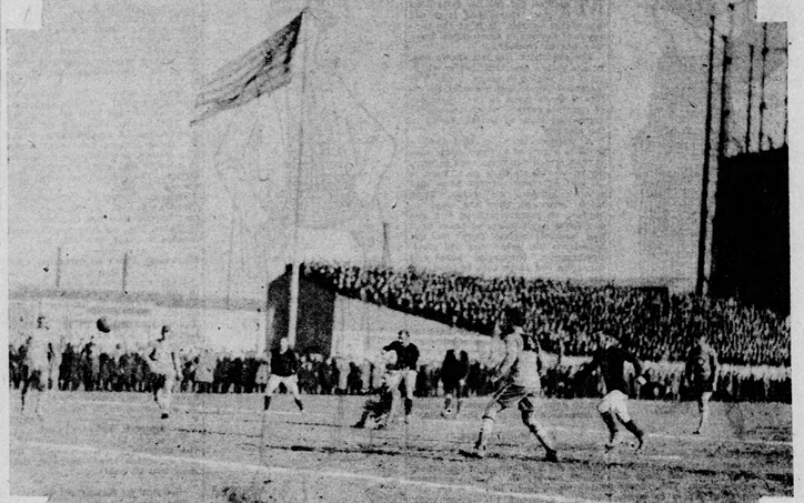 Action from the 1923 National Challenge Cup Final between Paterson FC (Paterson, NJ) and Scullin Steel (St. Louis, MO). 15,000 fans were in attendance at Harrison Field on April 1, 1923. Photo: St. Louis Post-Dispatch