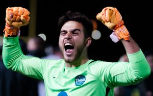 Duluth FC goalkeeper Alberto Ciroi celebrates his team's PK victory over Dakota Fusion FC in the 2018 US Open Cup. Photo: Seth Steffenhagen | Steffenhagen Photography