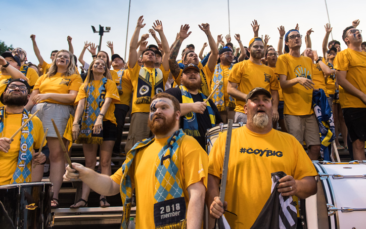 Nashville SC fans cheer on their team against Inter Nashville FC in a Second Round match in the 2018 US Open Cup. Photo: Nashville SC