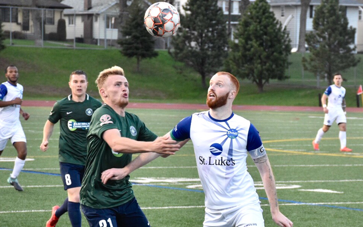 Players from Saint Louis FC and Duluth FC battle for the ball in the Second Round of the 2018 US Open Cup. Photo: Duluth FC
