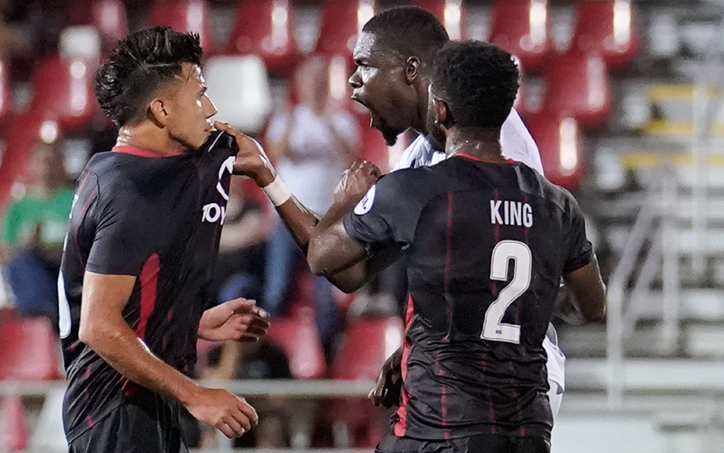 Tempers boiled over between San Antonio FC and the Colorado Springs Switchbacks FC. Photo: Darren Abate | USL