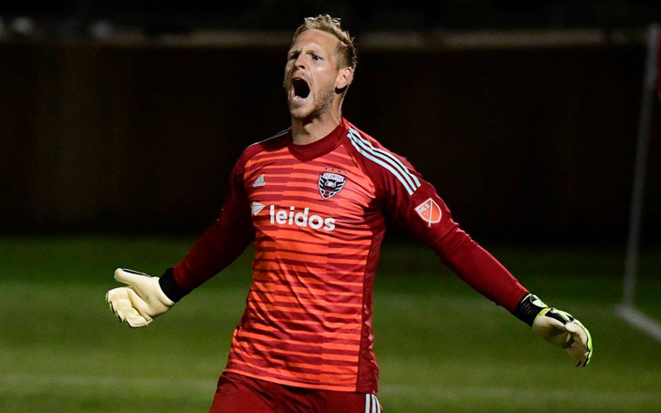 David Ousted of D.C. United celebrates during the penalty kick shootout against the Richmond Kickers in the Fourth Round of the 2018 US Open Cup. Photo: D.C. United