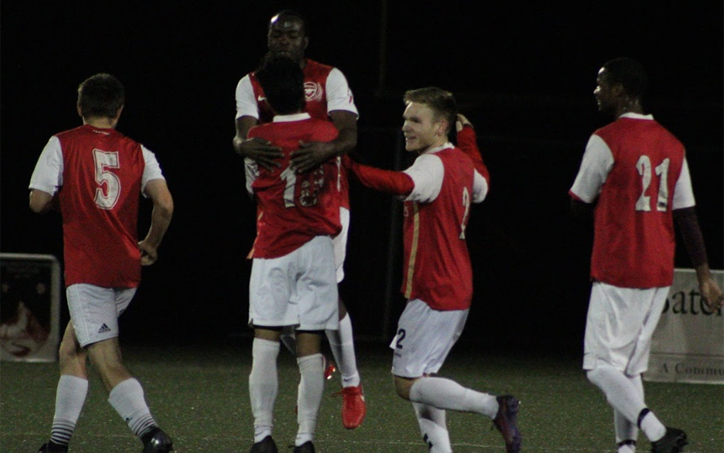 Players from International Portland Select celebrate one of their goals in a 2019 US Open Cup qualifying match against JASA RWC. Photo: Ben McFarland