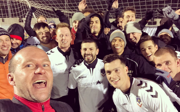 FC Denver celebrates after the club's 4-1 win over Gam United FC in their 2019 US Open Cup qualifier. Photo: FC Denver Twitter
