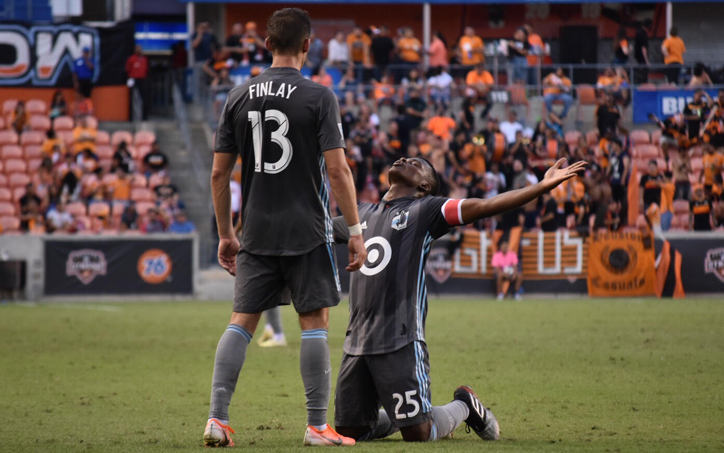 Darwin Quintero of Minnesota celebrates one of his goals with teammate Ethan Finlay in a Round of 16 match against the Houston Dynamo in the 2019 US Open Cup. Photo: Jose Castellanos Vos_Castellanos on Twitter and Instagram