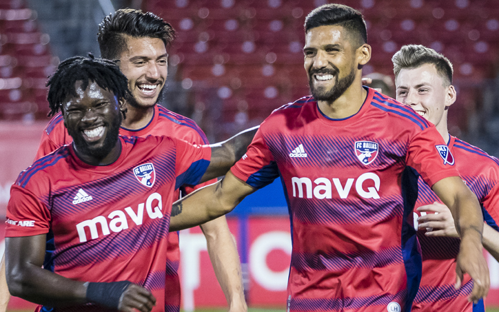 Franco Jara of FC Dallas celebrates after scoring a goal against FC Tulsa in the Third Round of the 2022 US Open Cup. Photo: Jessica Tobias | FC Dallas