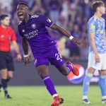 Andres Perea of Orlando City SC celebrates after scoring a goal against Philadelphia Union in the Fourth Round of the 2022 US Open Cup. Photo: Orlando City SC