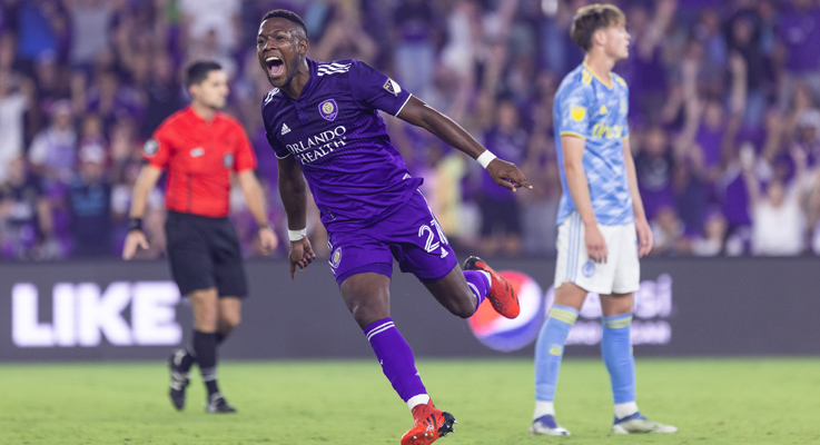 New York City FC players celebrate their second goal against CF Montreal  during the first half of an MLS soccer match at Yankee Stadium, Saturday,  March 12, 2022, in New York. NYCFC