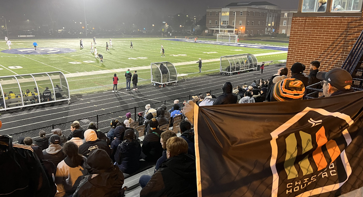 Chicago House AC fans cheer on their club against Bavarian United in the First Round of the 2023 US Open Cup. Photo: Chuck Carlson