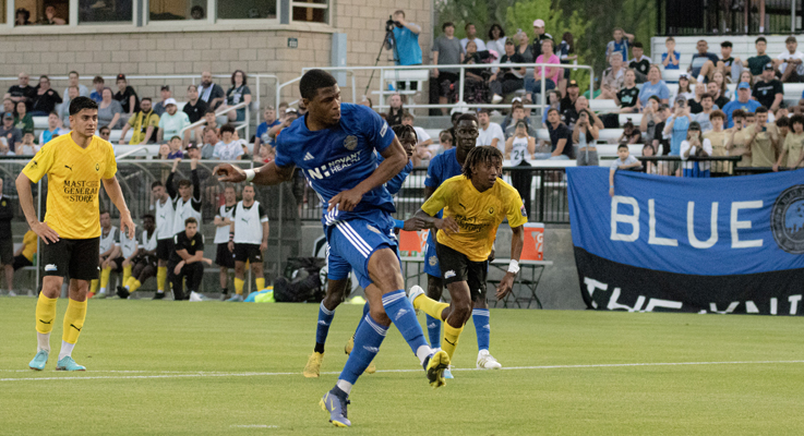 Khori Bennett of the Charlotte Independence scores a penalty kick against Appalachian FC in the 2023 US Open Cup. Photo: Charlotte Independence