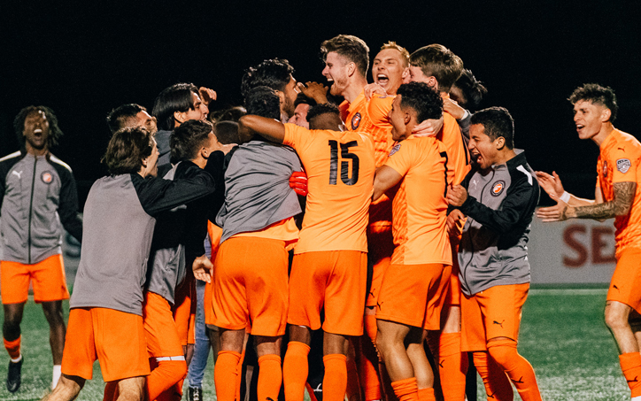 FORO SC celebrates after winning a PK shootout against Austin FC II in the First Round of the 2024 US Open Cup. Photos: Leinbach Photography