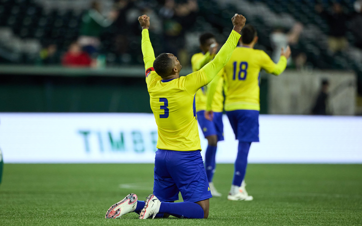 Johnatan Mosquera of El Farolito celebrates after scoring a goal against Timbers2 in the FIrst Round of the 2024 US Open Cup. Photo: Craig Mitchelldyer-Portland Timbers