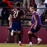 Maxi Rodriguez of Detroit City FC celebrates after scoring the game-winning goal against the Michigan Stars in the Third Round of the 2024 US Open Cup. Photo: Jon DeBoer