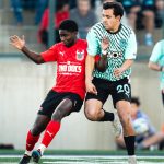 Jacobo Reyes of New Mexico United (right) battles for the ball against Lubbock Matadors in the Third Round of the 2024 US Open Cup. Photo: Eric Lovato - New Mexico United