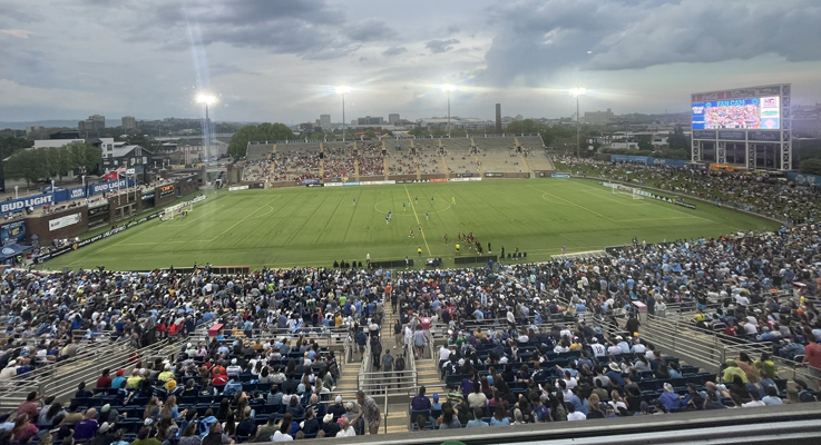With an announced attendance of 12,131 at Finley Stadium in Chattanooga, the US Open Cup game between Chattanooga FC and Chattanooga Red Wolves was just shy of the Modern Era record for a Second Round game. Photo: Patrick MacCoon @PMacCoon