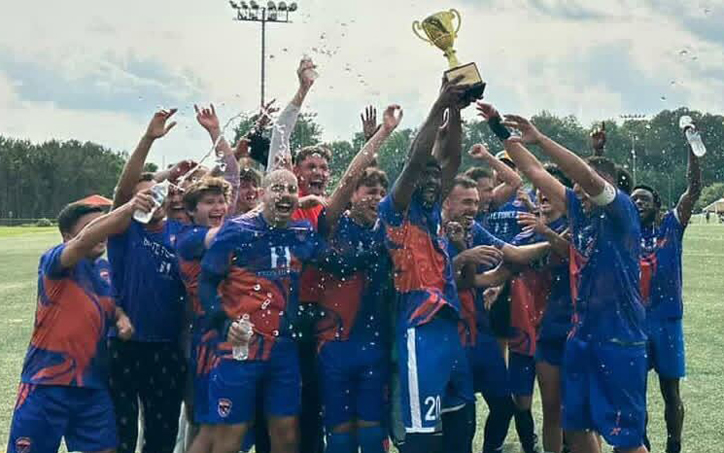 Brute Force FC celebrates after winning the 2025 Georgia Men's Adult State Cup, qualifying the team for its first-ever USASA Region III Amateur Cup. Photo: Brute Force FC