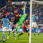 Goalkeeper Matt Freese of New York City FC makes a save against Red Bull New York in the Round of 16 of the 2026 US Open Cup. Photo: John Perdicaro