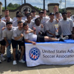 Tar Devils SC celebrates their USASA Region III Amateur Cup championship on May 31, 2026 at the Richard Siegel Soccer Complex in Murfreesboro, TN. Photo: Ronan Briscoe